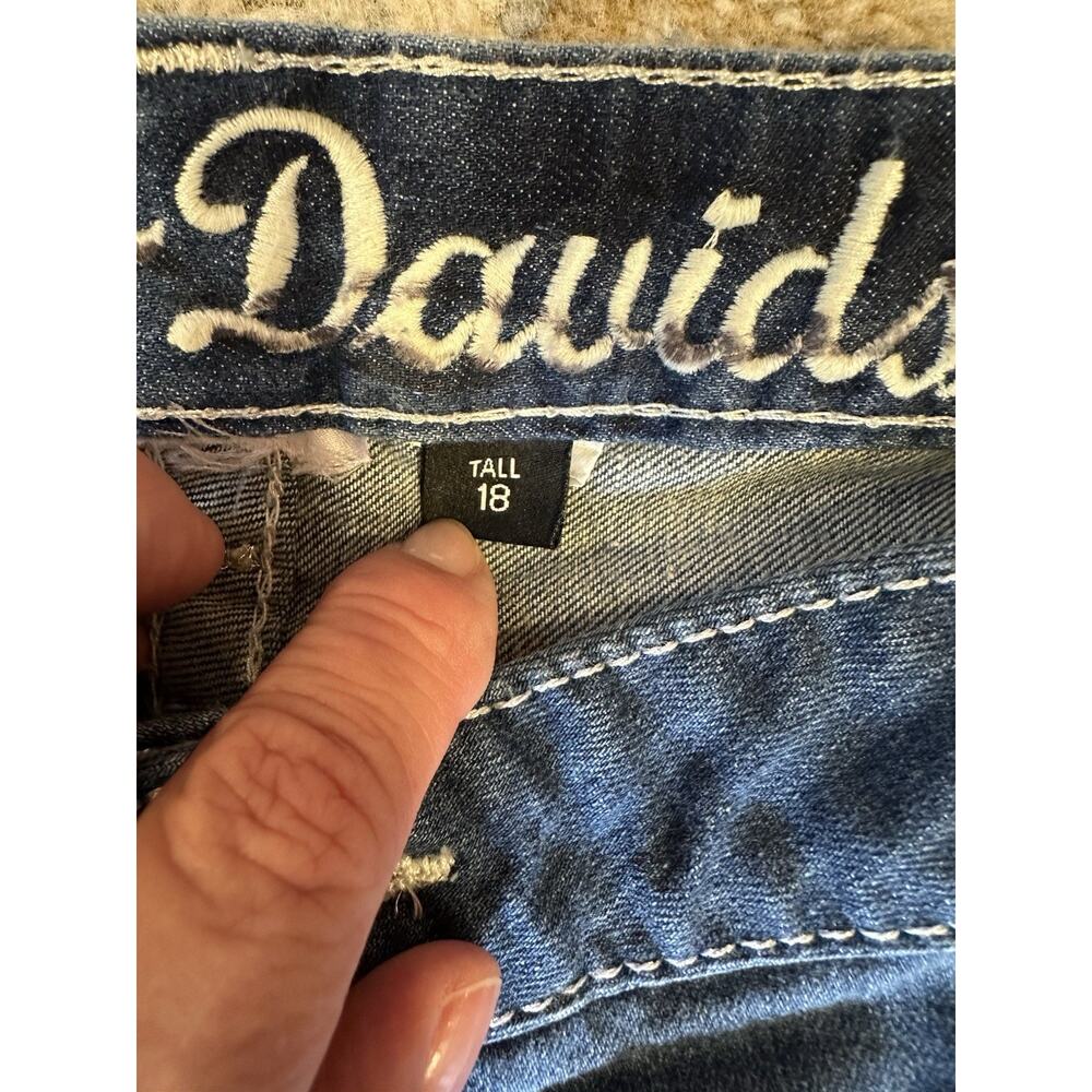 Harley-Davidson Bootcut Jeans Women's Size 18 Tall Thick Stitch Bling Pockets - Picture 9 of 10